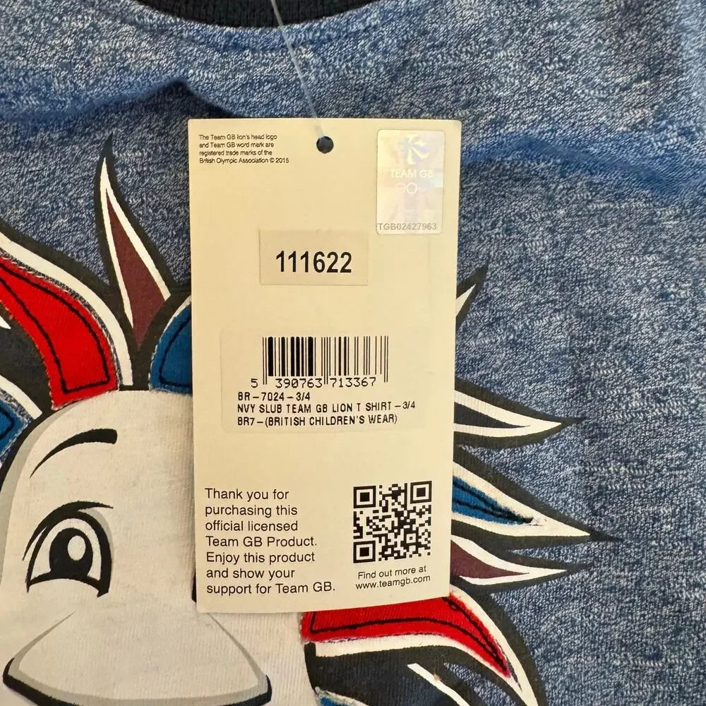 Olympics Team GB Lion T-Shirt Kid's 3/4 NWT